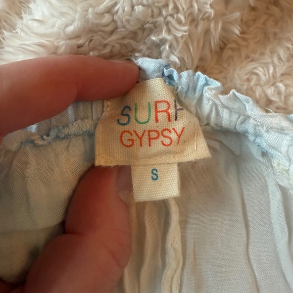 Surf Gypsy Tie-Dye Off-Shoulder Bell Sleeve Cover-Up Blouse Mini Dress SMALL - Picture 2 of 7